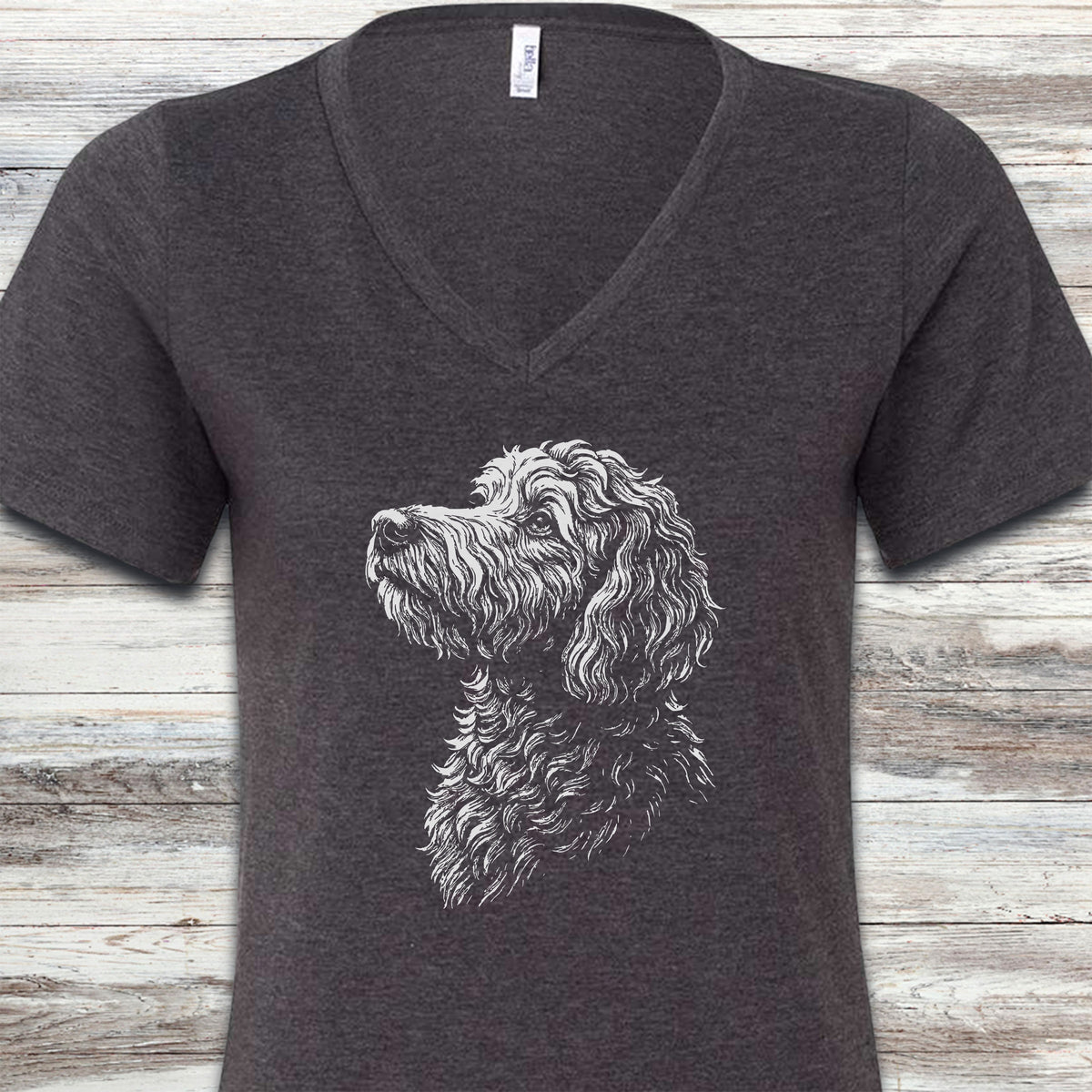 Doodle Loyalty V-Neck Tee - Dark Grey Heather