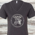 Australian Shepherd Chaos Club V-Neck Tee - Dark Grey Heather