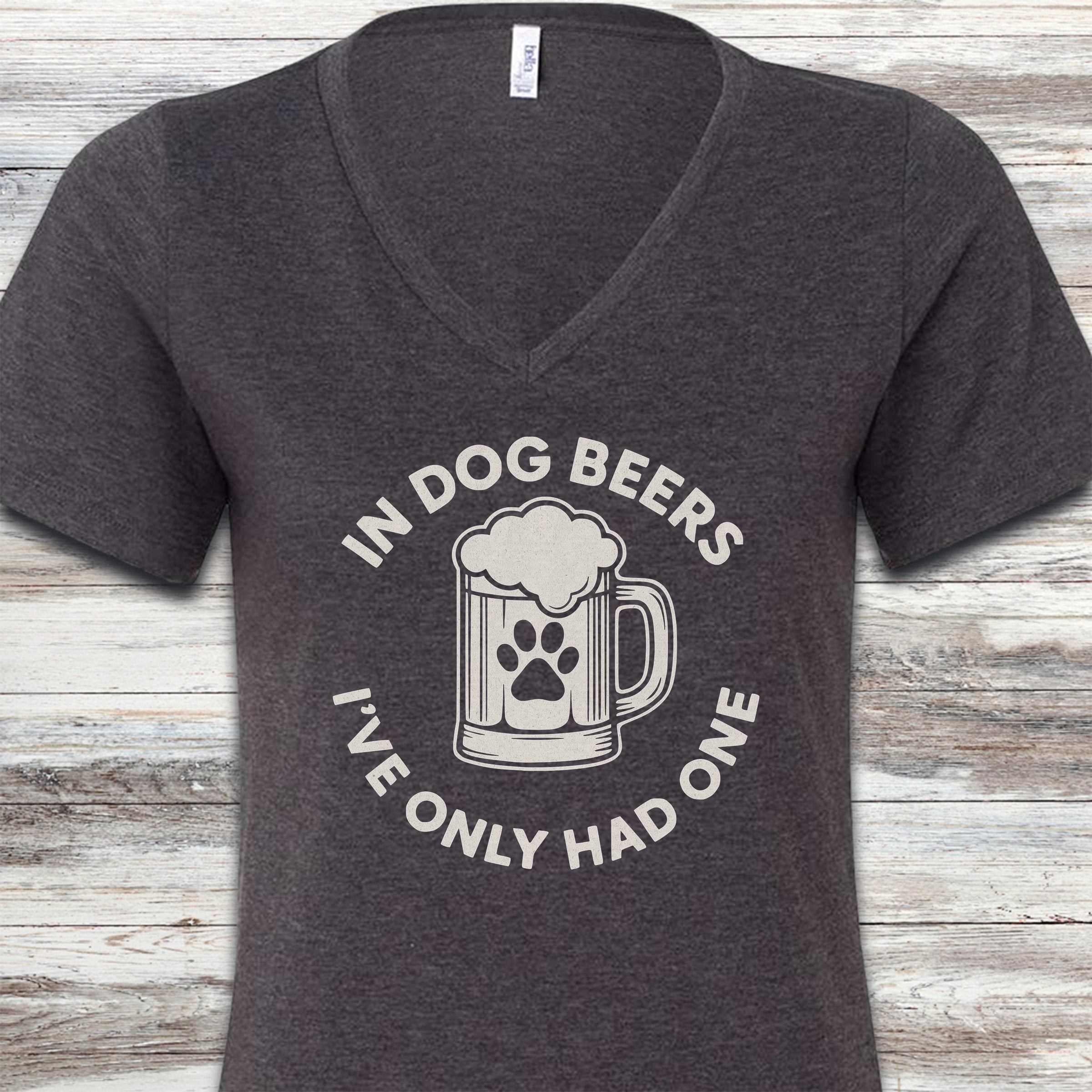 Dog Beers V-Neck Tee - Dark Grey Heather