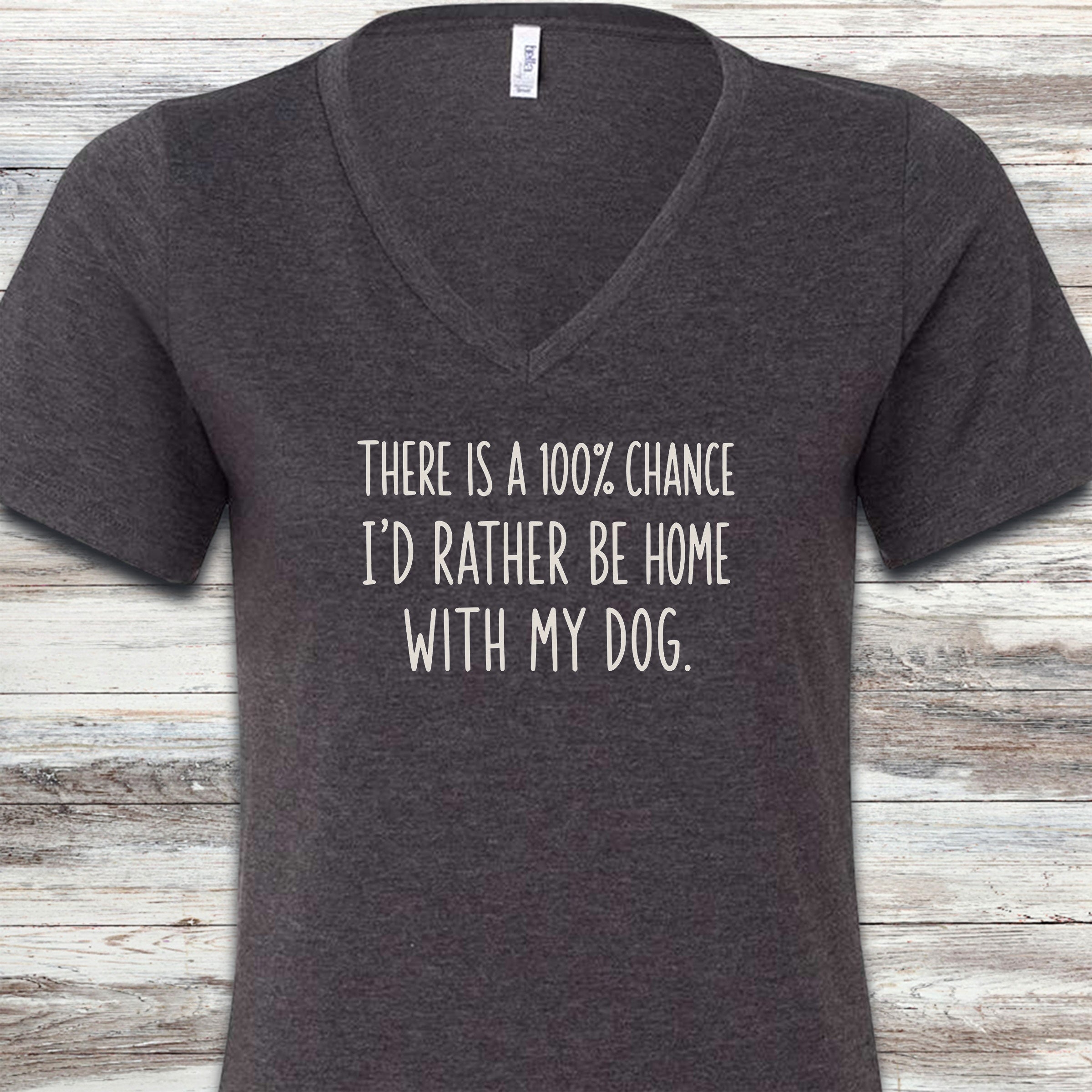 I'd Rather Be Home V-Neck Tee - Dark Grey Heather
