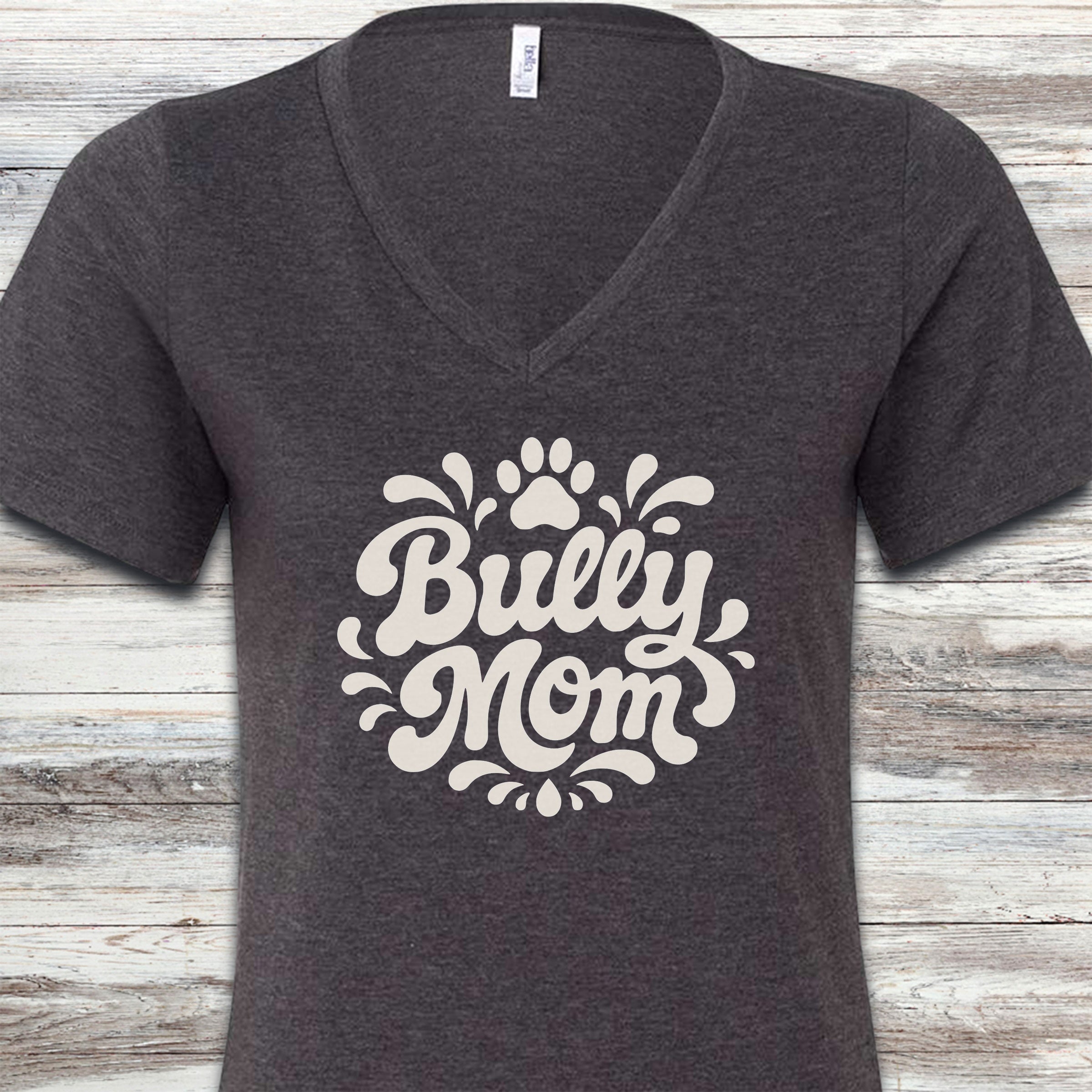 American Bully Groovy Mom V-Neck Tee - Dark Grey Heather