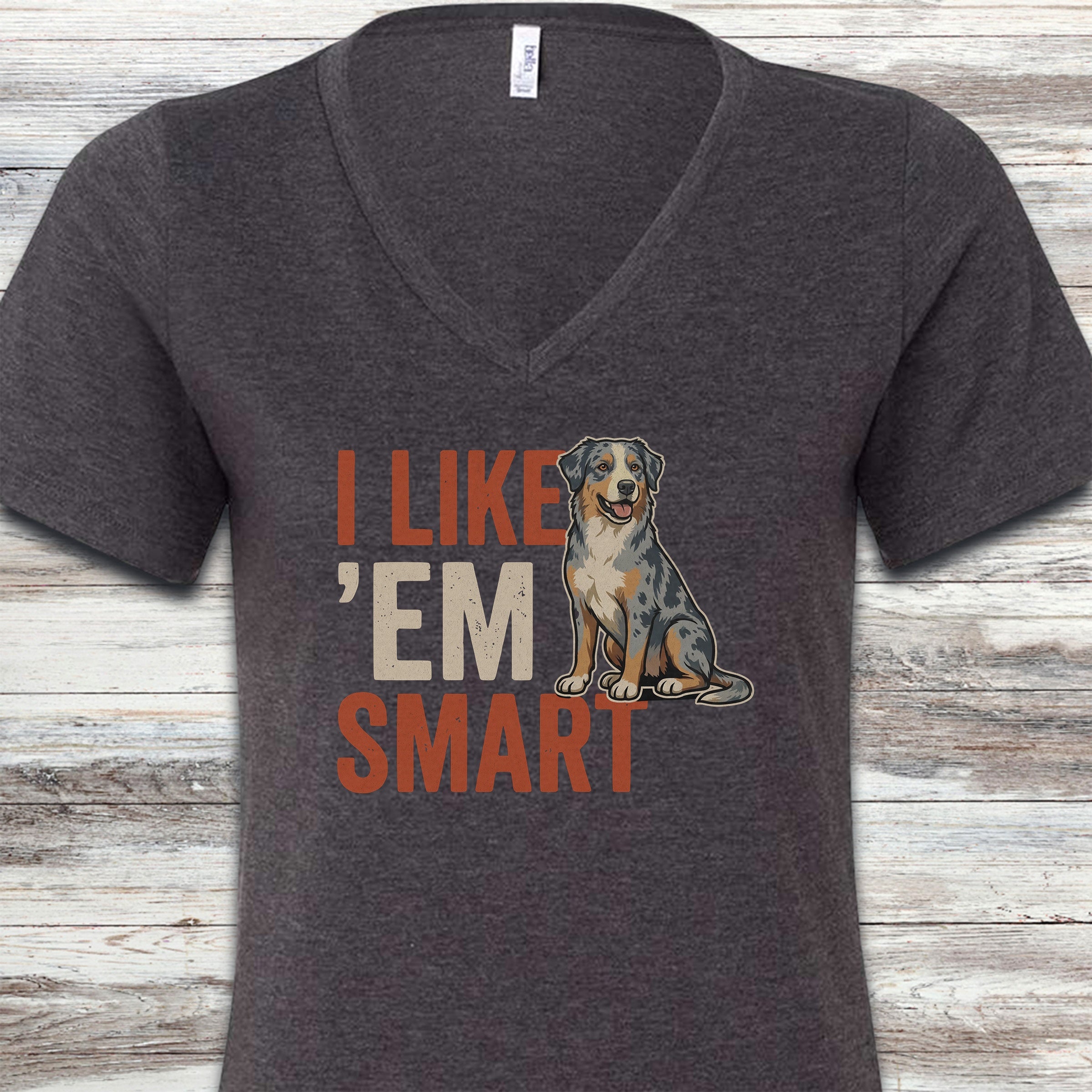 Australian Shepherd Smart V-Neck Tee - Dark Grey Heather