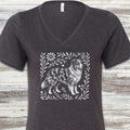 Australian Shepherd Merle Linocut V-Neck Tee - Dark Grey Heather