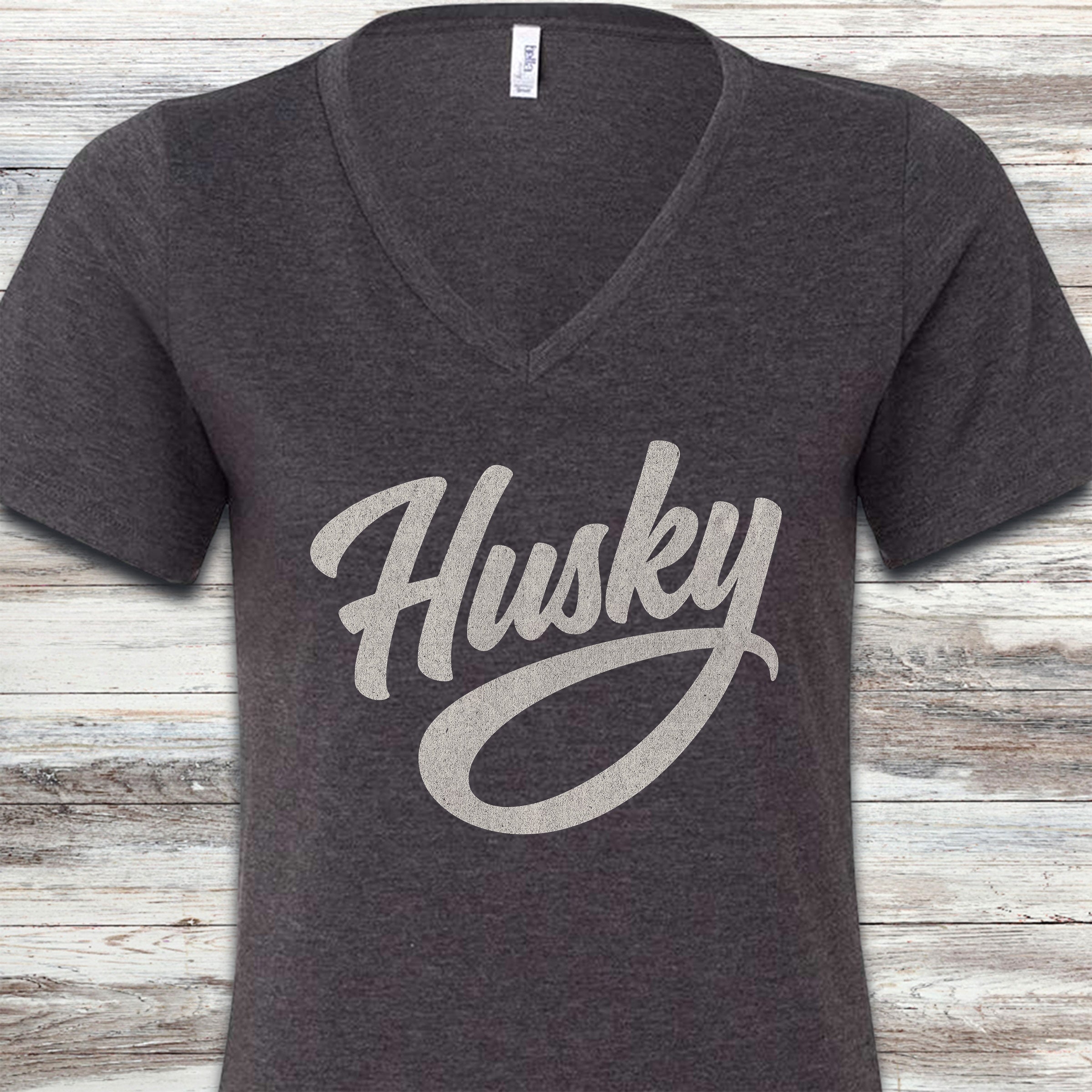 Husky Team V-Neck Tee - Dark Grey Heather