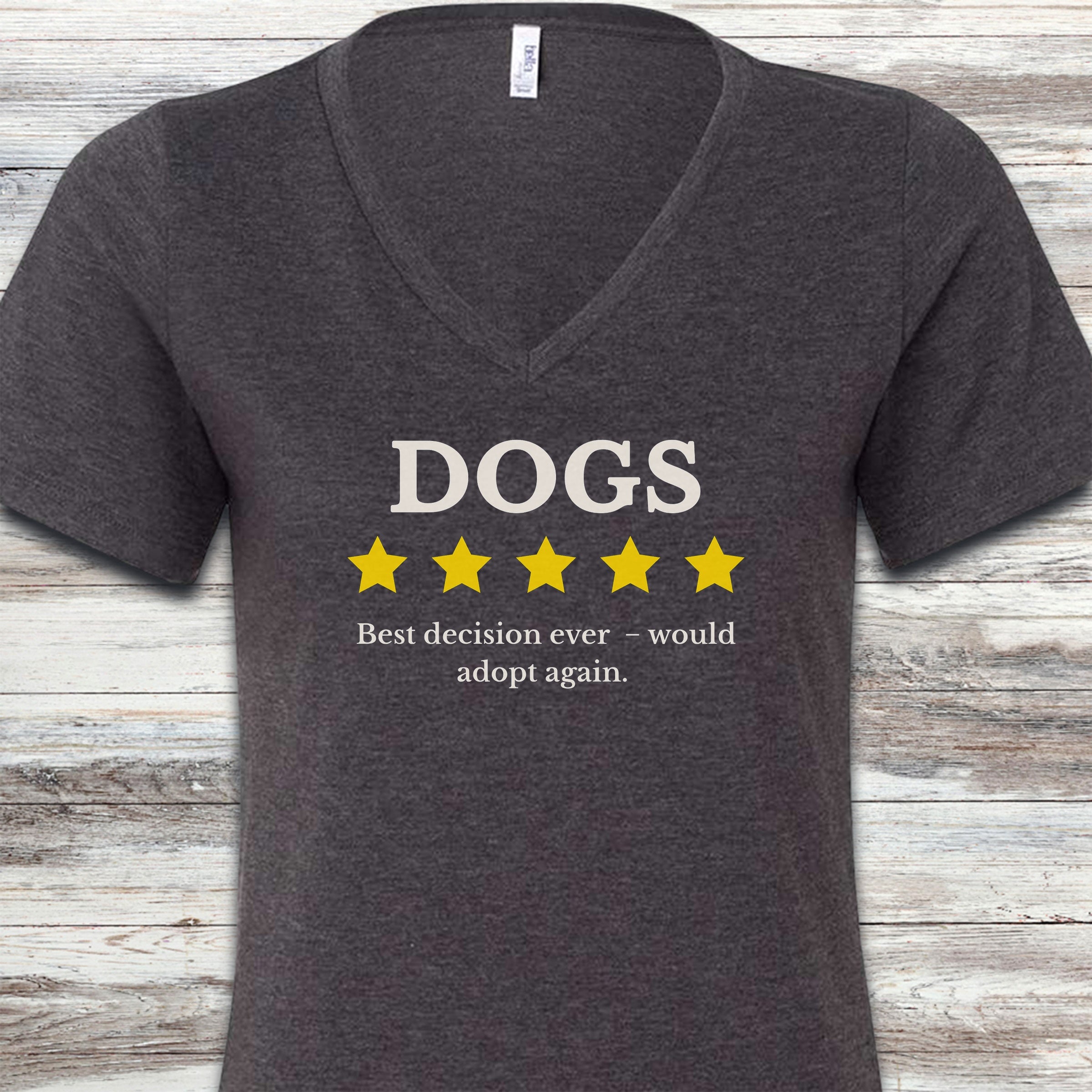 Dogs Review V-Neck Tee - Dark Grey Heather