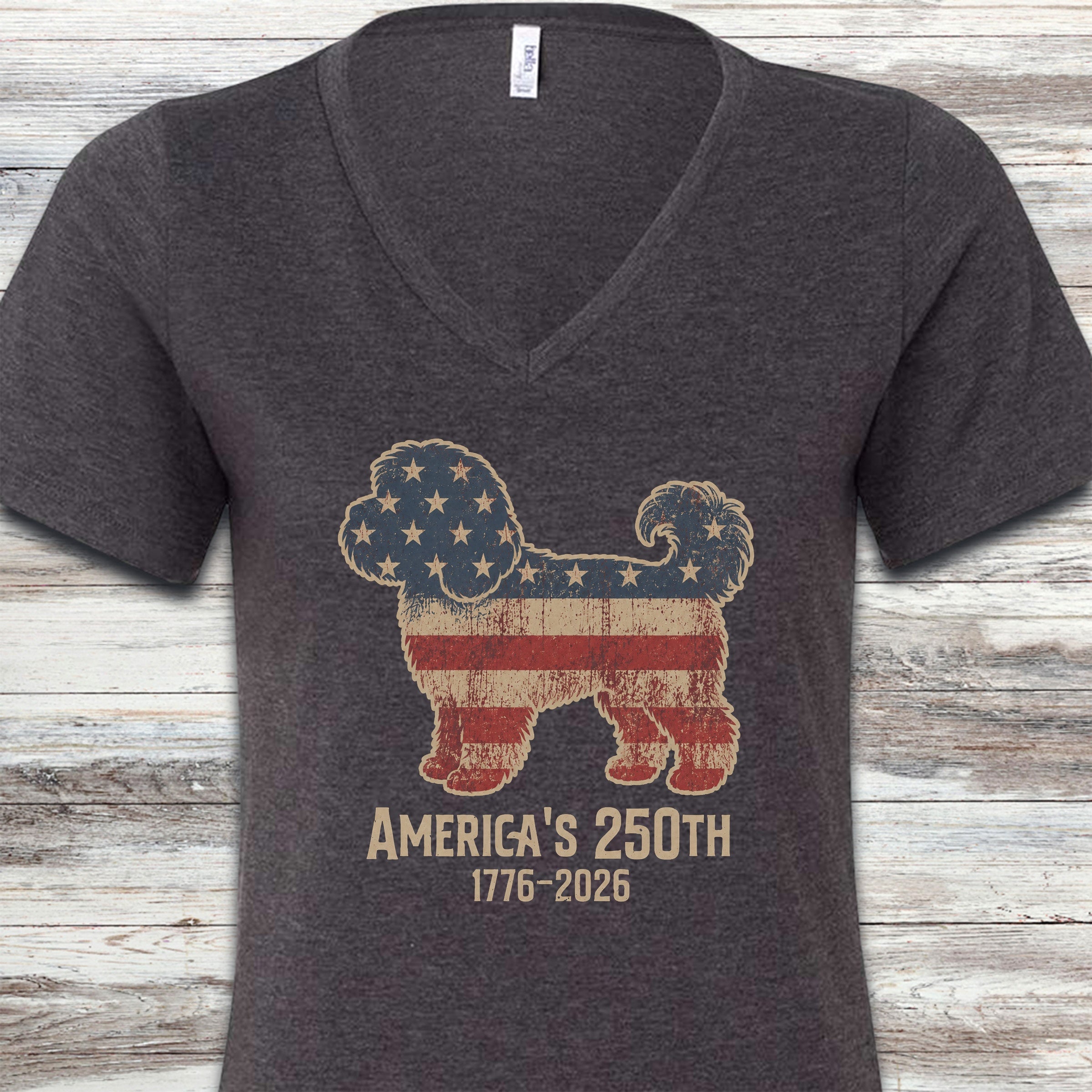 Cavapoo 250 V-Neck Tee - Dark Grey Heather