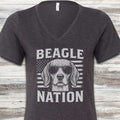 Beagle Nation V-Neck Tee - Dark Grey Heather