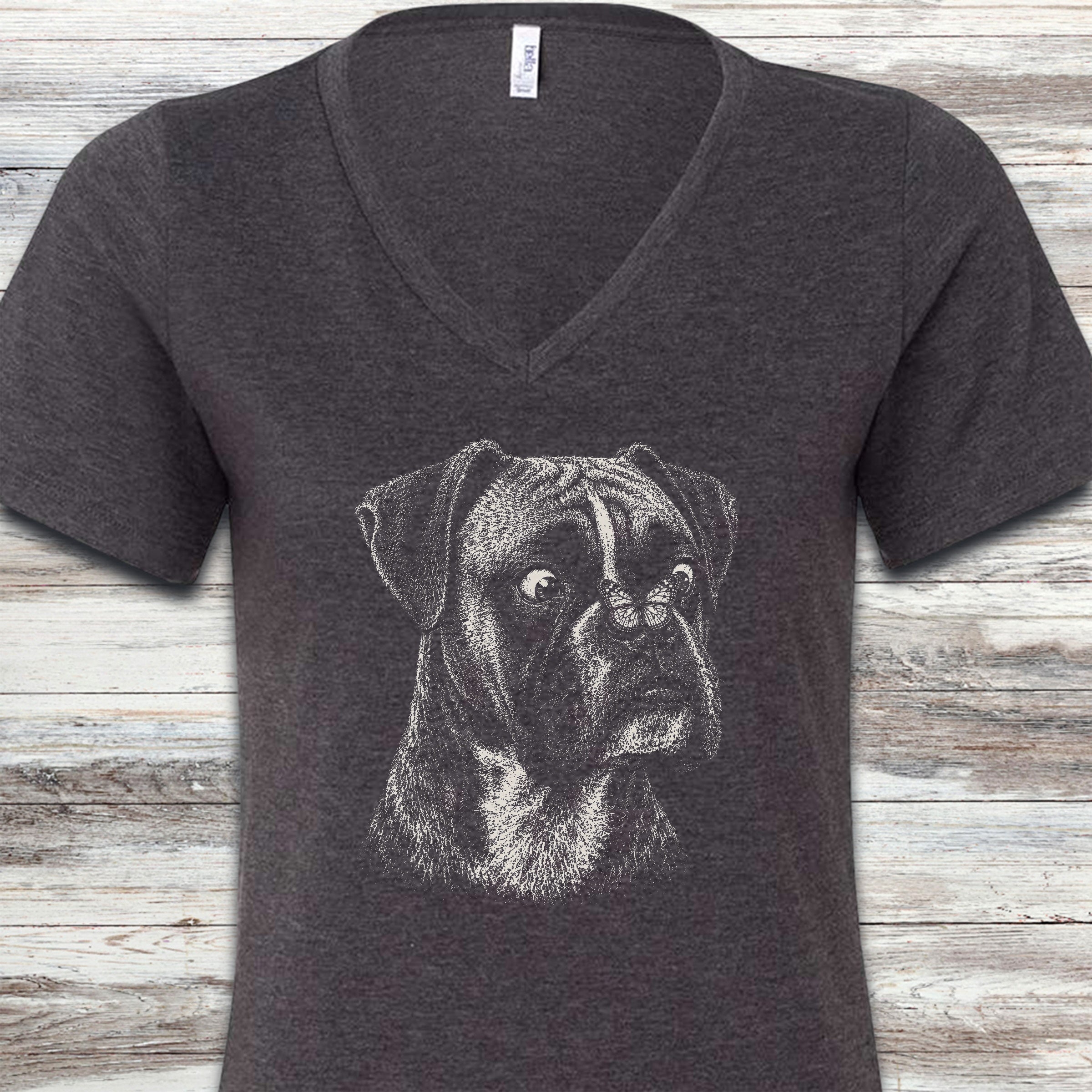 Boxer Butterfly V-Neck Tee - Dark Grey Heather