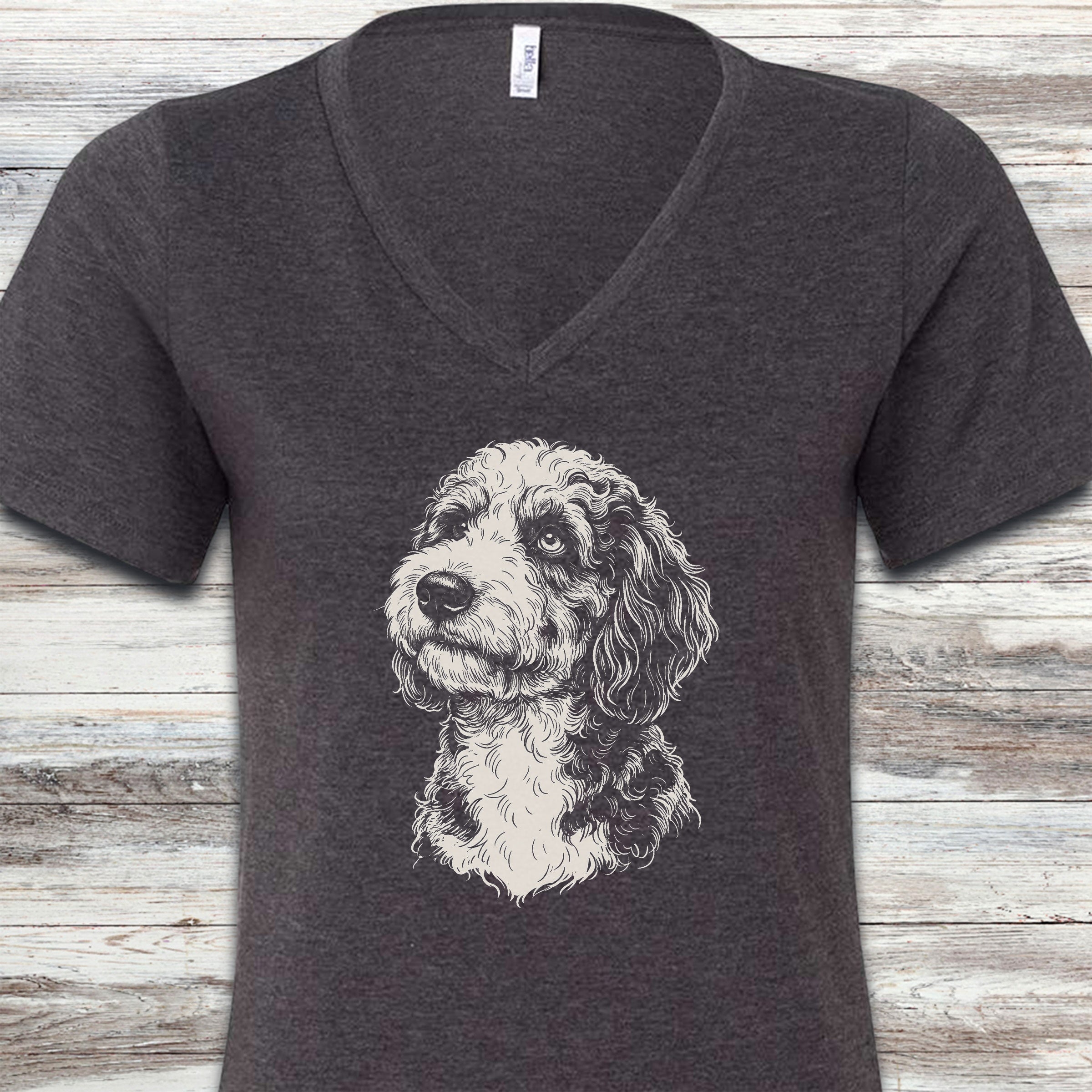 Aussiedoodle Loyalty V-Neck Tee - Dark Grey Heather