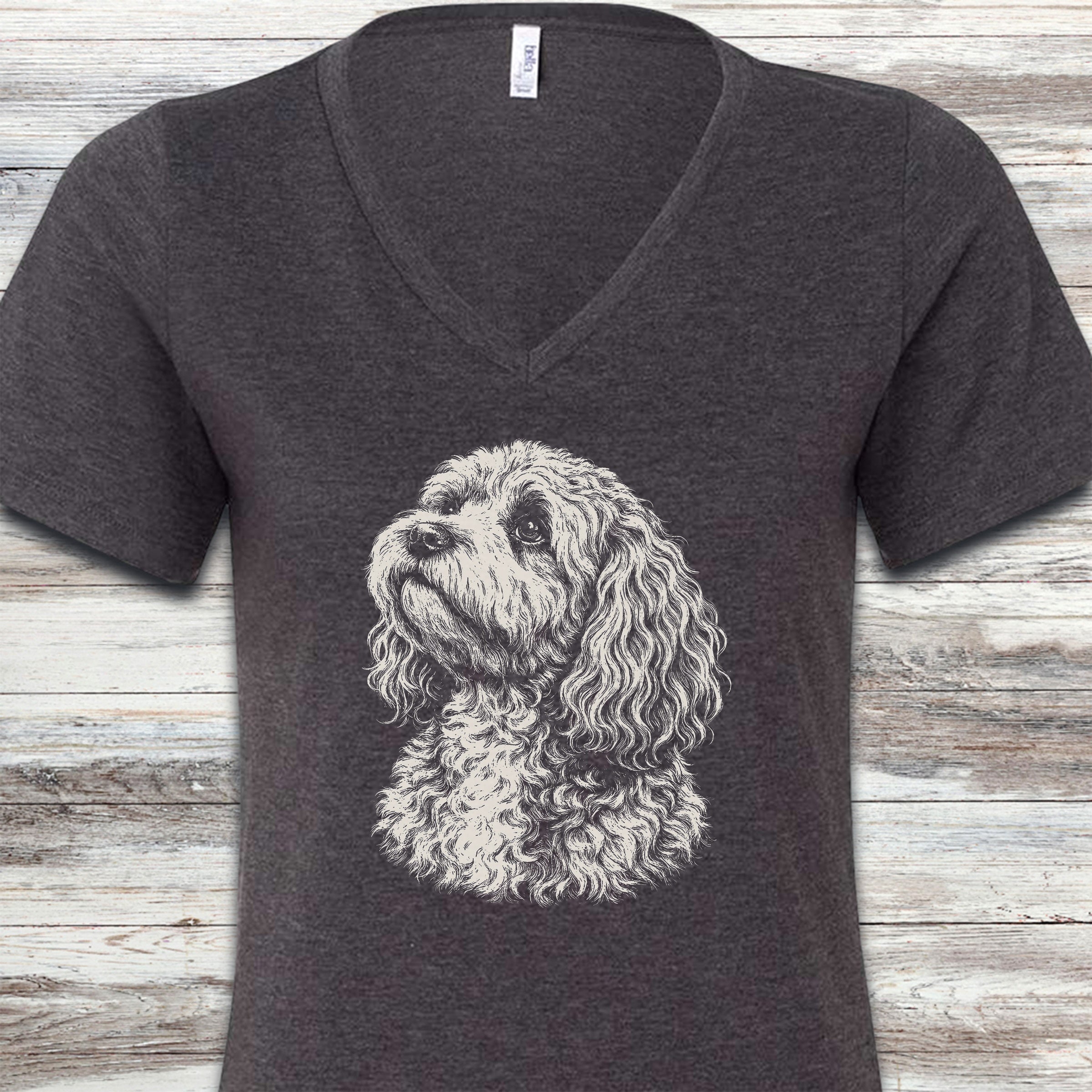 Cockapoo Loyalty V-Neck Tee - Dark Grey Heather