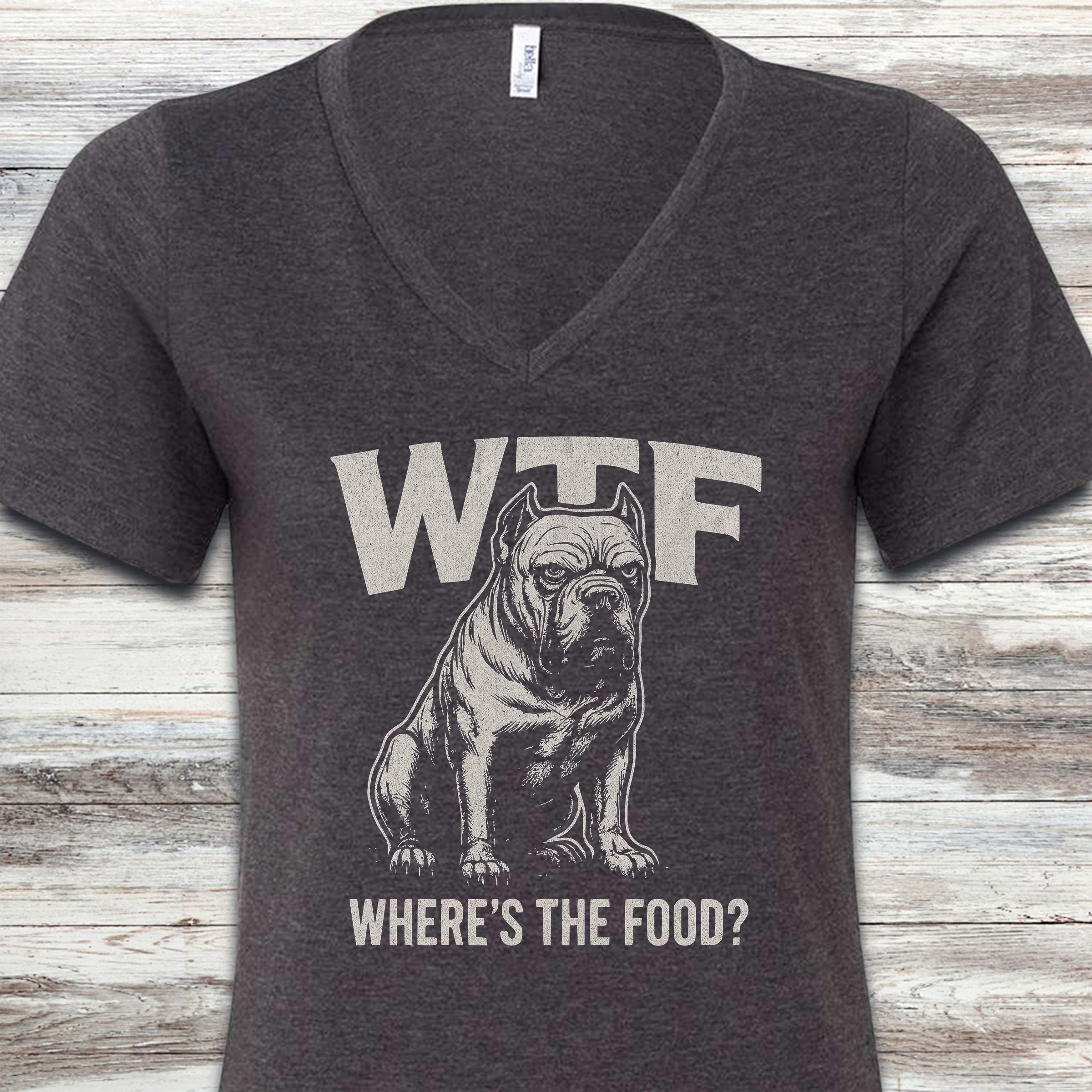 Cane Corso WTF V-Neck Tee - Dark Grey Heather