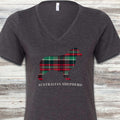 Australian Shepherd Winter 2025 V-Neck Tee - Dark Grey Heather
