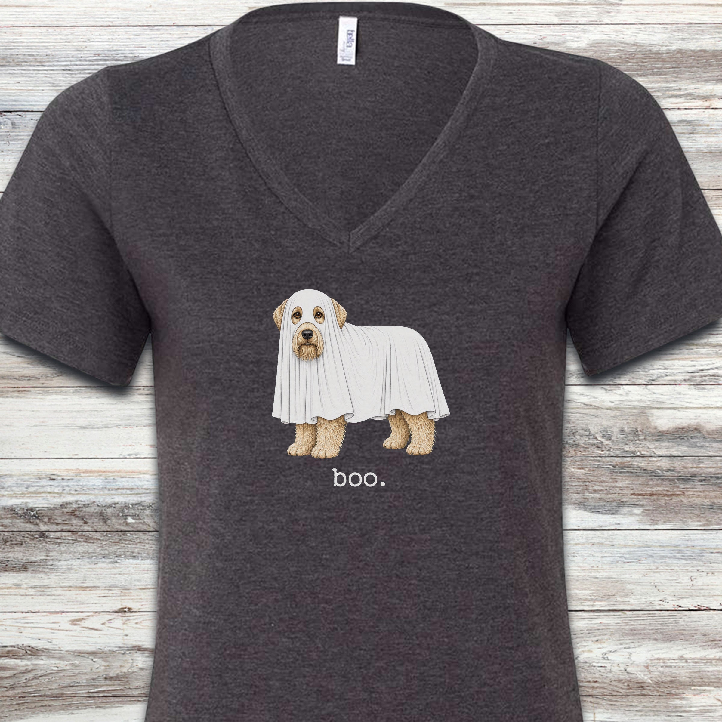 Soft Coated Wheaten Terrier Boo V-Neck Tee - Dark Grey Heather