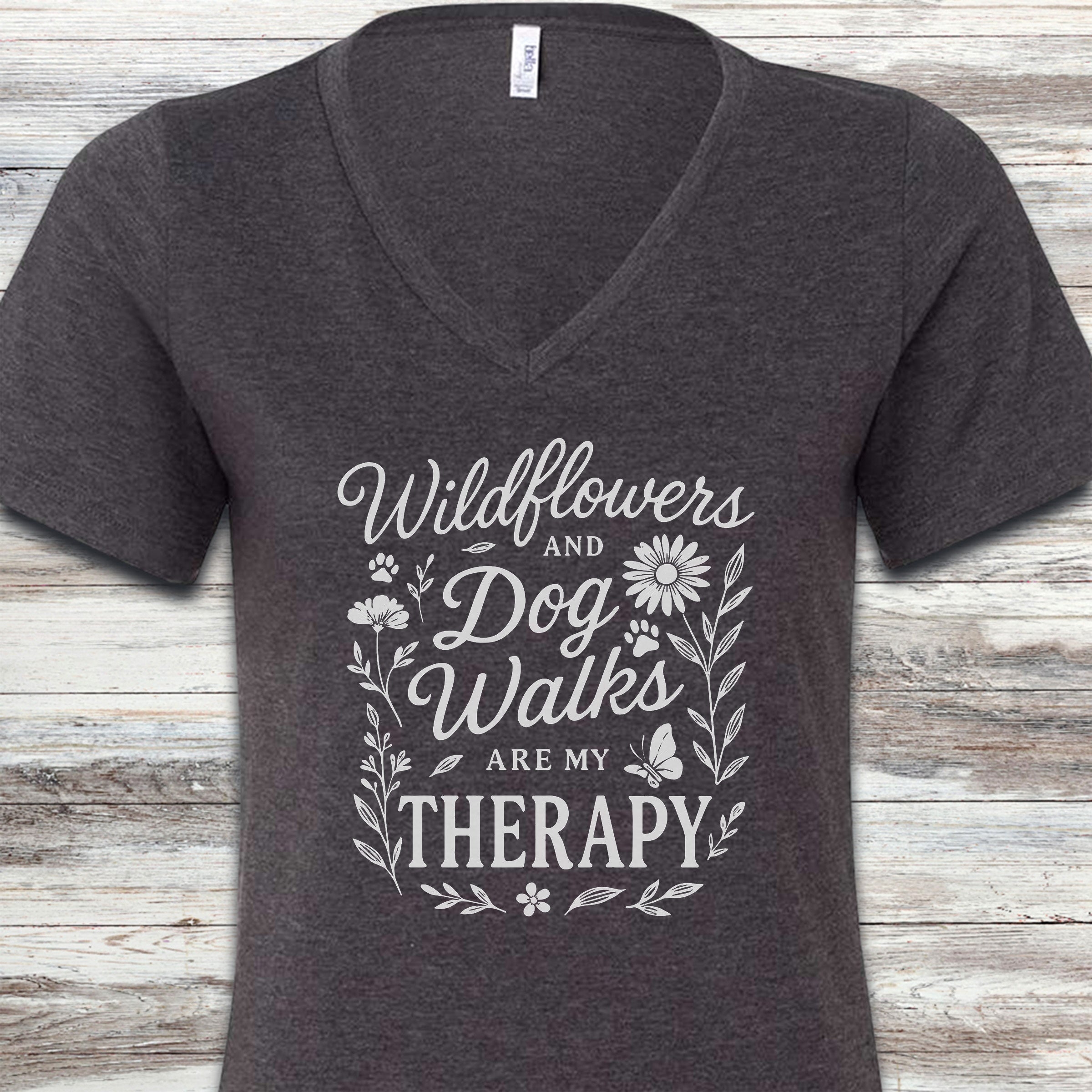Wildflowers V-Neck Tee - Dark Grey Heather