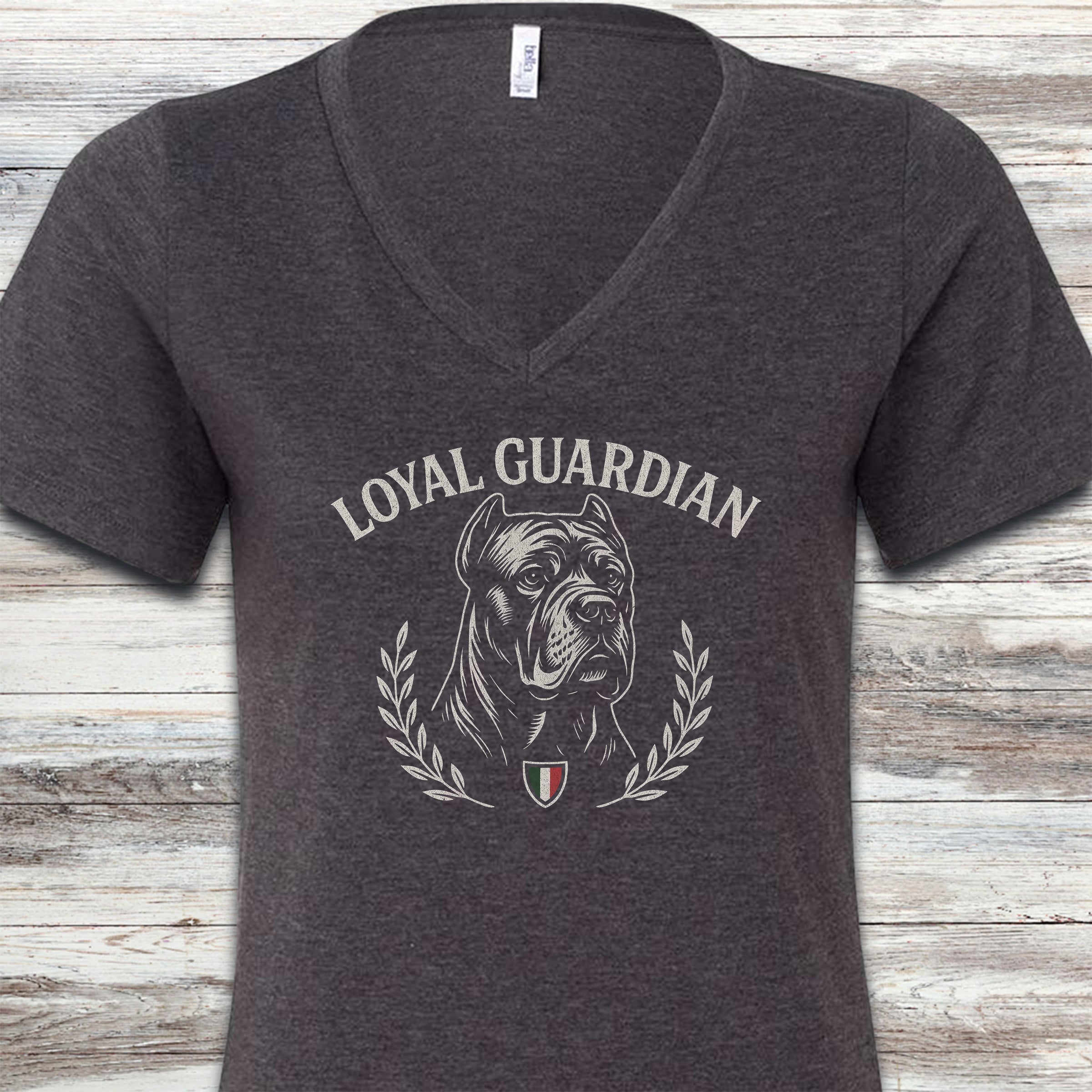 Cane Corso Guardian Crest V-Neck Tee - Dark Grey Heather