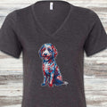 Doodle American Graffiti Art V-Neck Tee - Dark Grey Heather