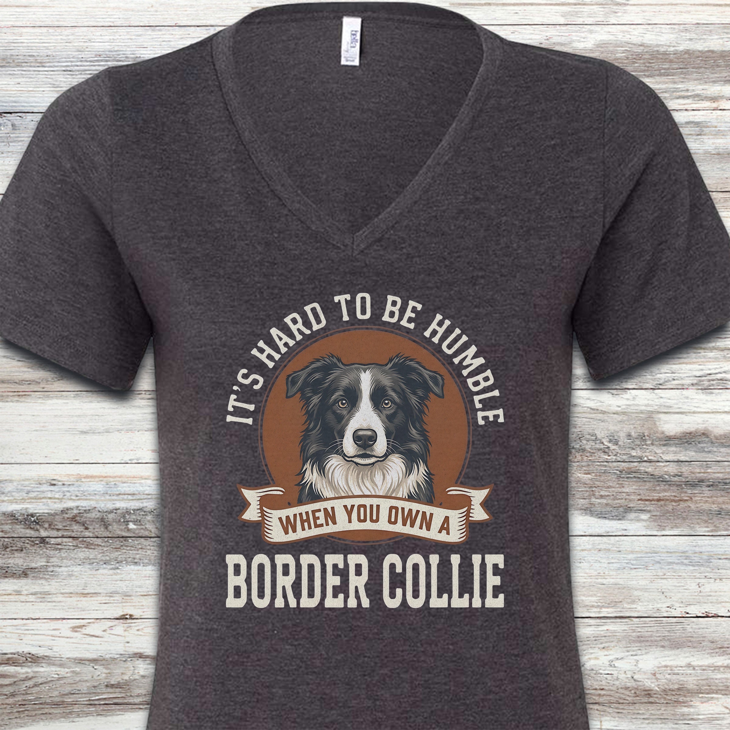 Border Collie Humble V-Neck Tee - Dark Grey Heather