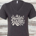 Australian Cattle Dog Groovy Mom V-Neck Tee - Dark Grey Heather