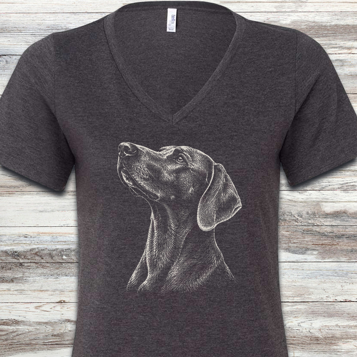Vizsla Loyalty V-Neck Tee - Dark Grey Heather