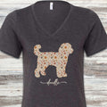 Doodle Fall V-Neck Tee - Dark Grey Heather