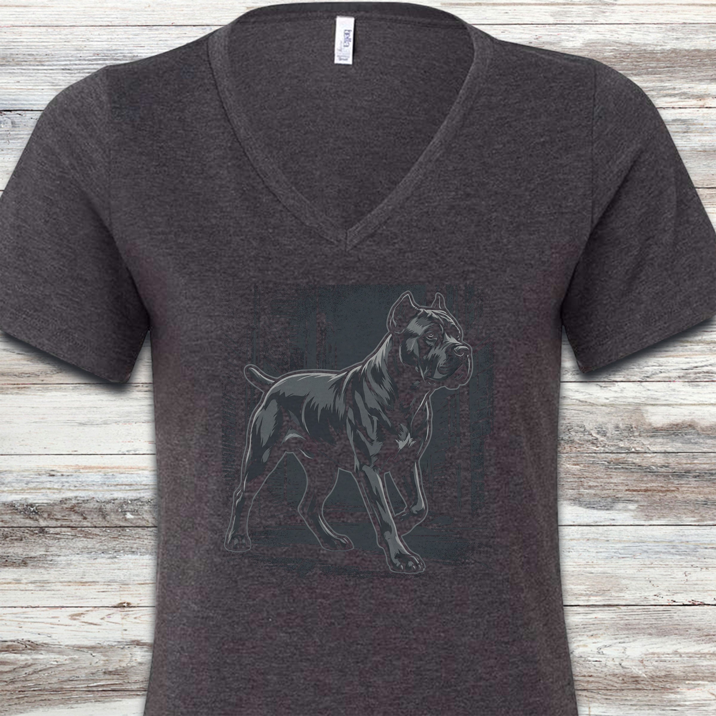 Cane Corso Street V-Neck Tee - Dark Grey Heather