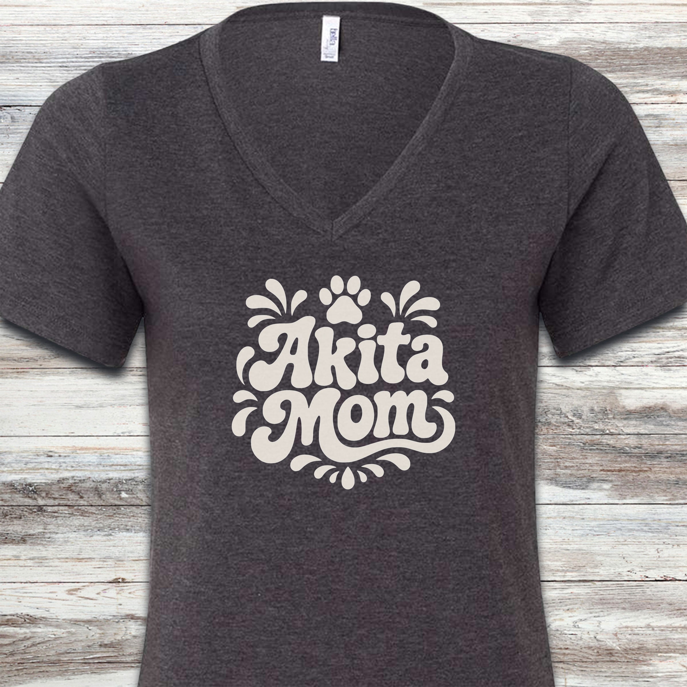 Akita Groovy Mom V-Neck Tee - Dark Grey Heather