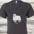 Alaskan Malamute Boo V-Neck Tee - Dark Grey Heather