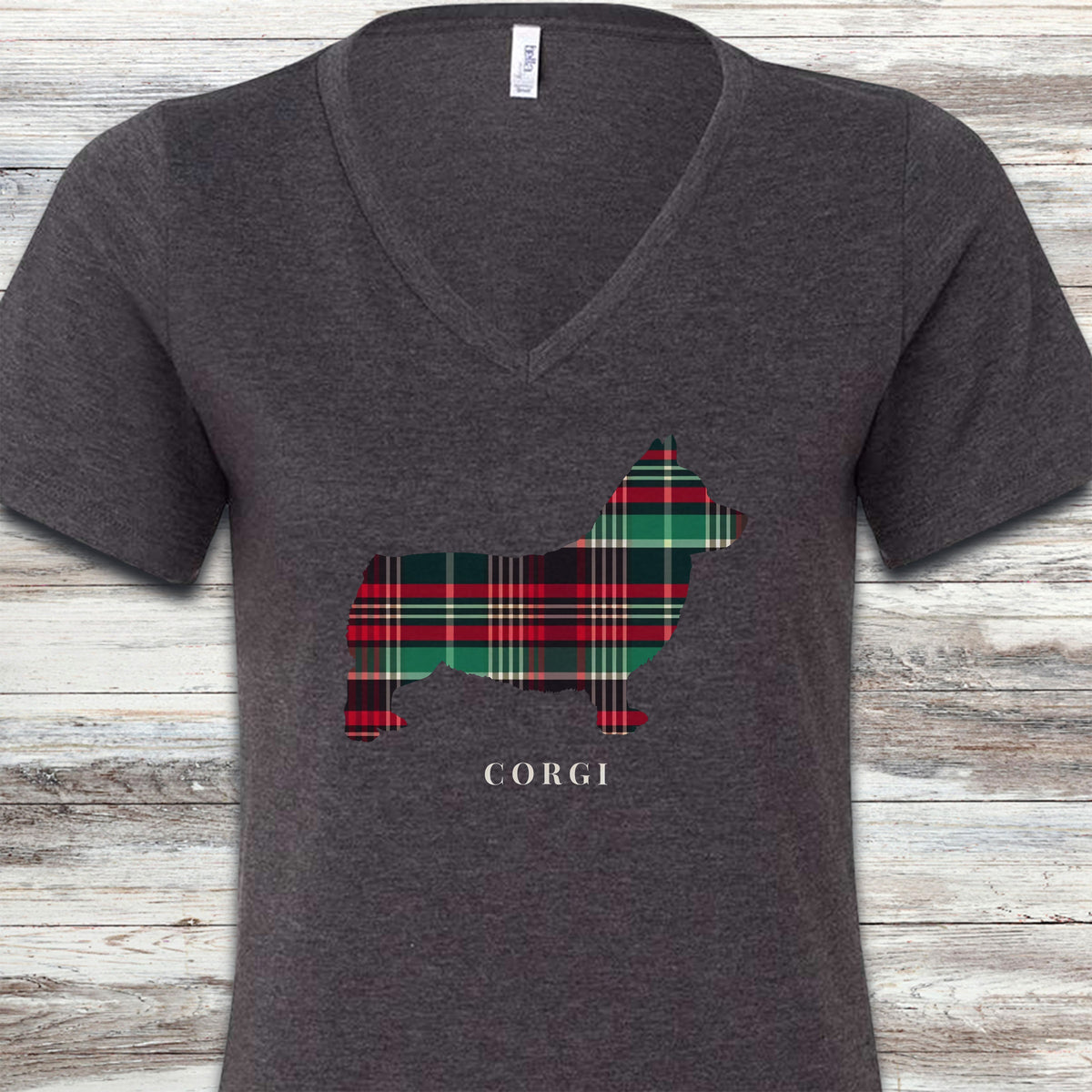 Corgi Winter 2025 V-Neck Tee - Dark Grey Heather