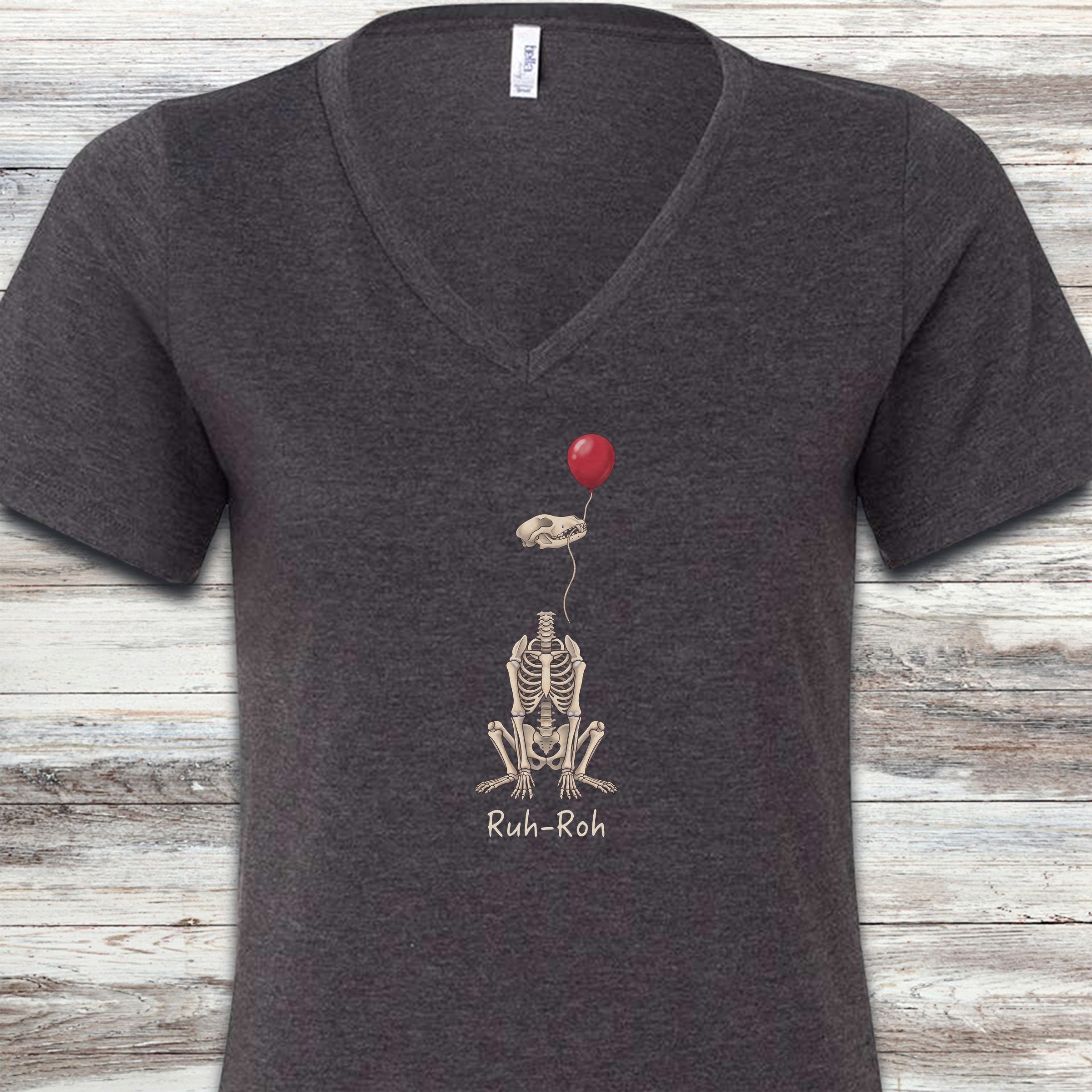 Ruh-Roh V-Neck Tee - Dark Grey Heather