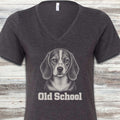 Beagle Old School V-Neck Tee - Dark Grey Heather