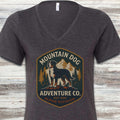Swiss Mountain Dog Adventure Co V-Neck Tee - Dark Grey Heather