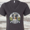 Australian Shepherd Aussie Smart V-Neck Tee - Dark Grey Heather