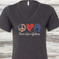 Golden Retriever USA Peace V-Neck Tee - Dark Grey Heather