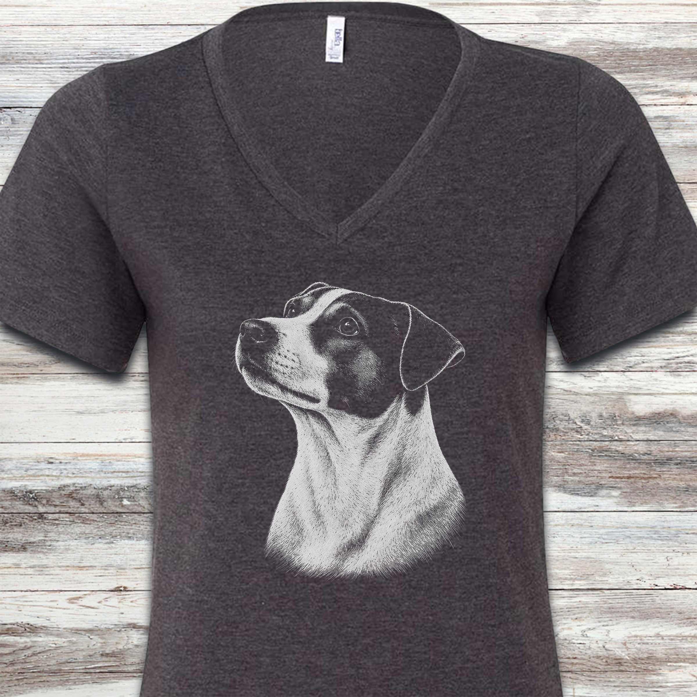 Jack Russell Loyalty V-Neck Tee - Dark Grey Heather