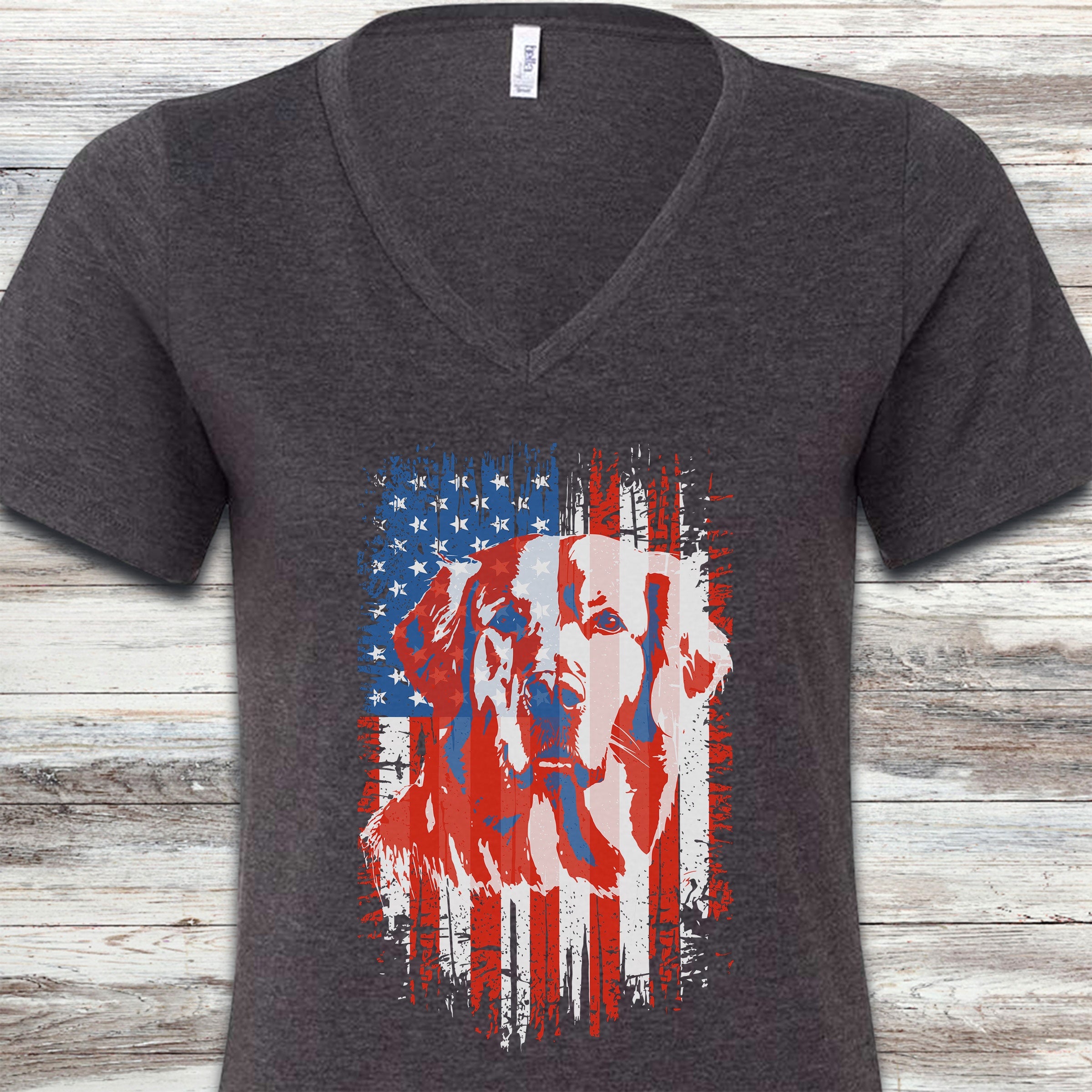 Golden Retriever USA V-Neck Tee - Dark Grey Heather