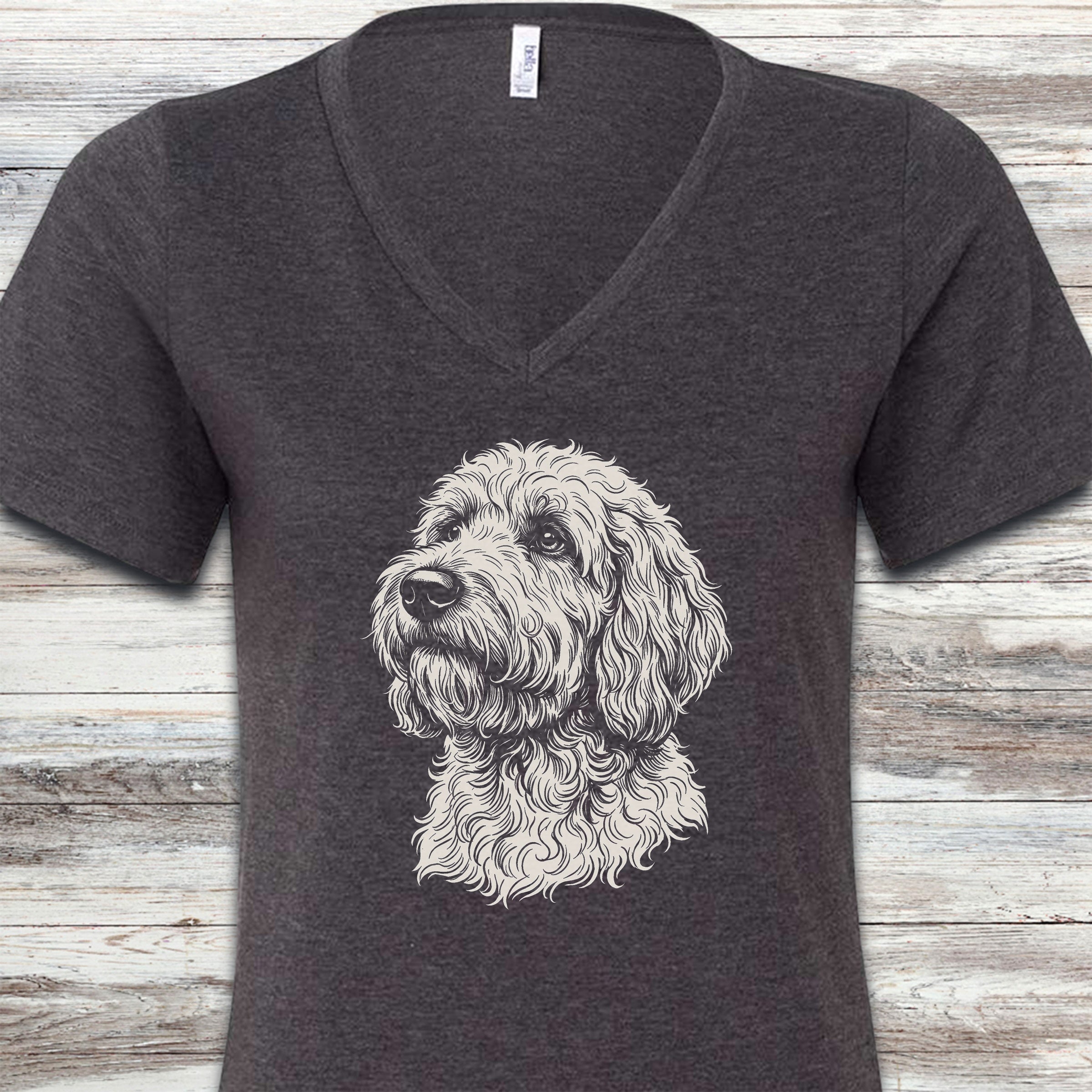 Goldendoodle Loyalty V-Neck Tee - Dark Grey Heather