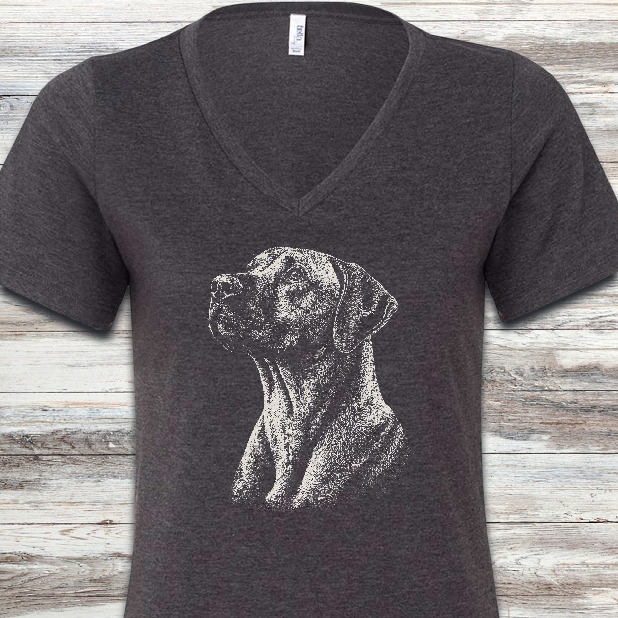 Rhodesian Ridgeback Loyalty V-Neck Tee - Dark Grey Heather