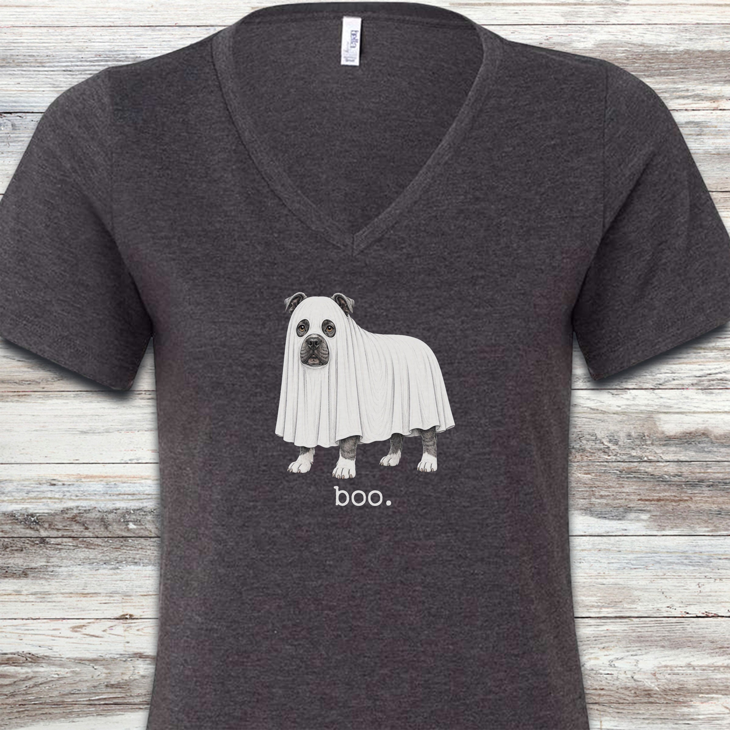 American Bully Boo V-Neck Tee - Dark Grey Heather