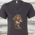 Australian Shepherd Football V-Neck Tee - Dark Grey Heather
