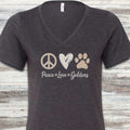 Golden Retriever Peace V-Neck Tee - Dark Grey Heather