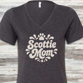 Scottish Terrier Groovy Mom V-Neck Tee - Dark Grey Heather