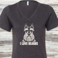 Scottish Terrier I Love Beards V-Neck Tee - Dark Grey Heather