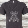 Schnauzer Dark Therapist V-Neck Tee - Dark Grey Heather