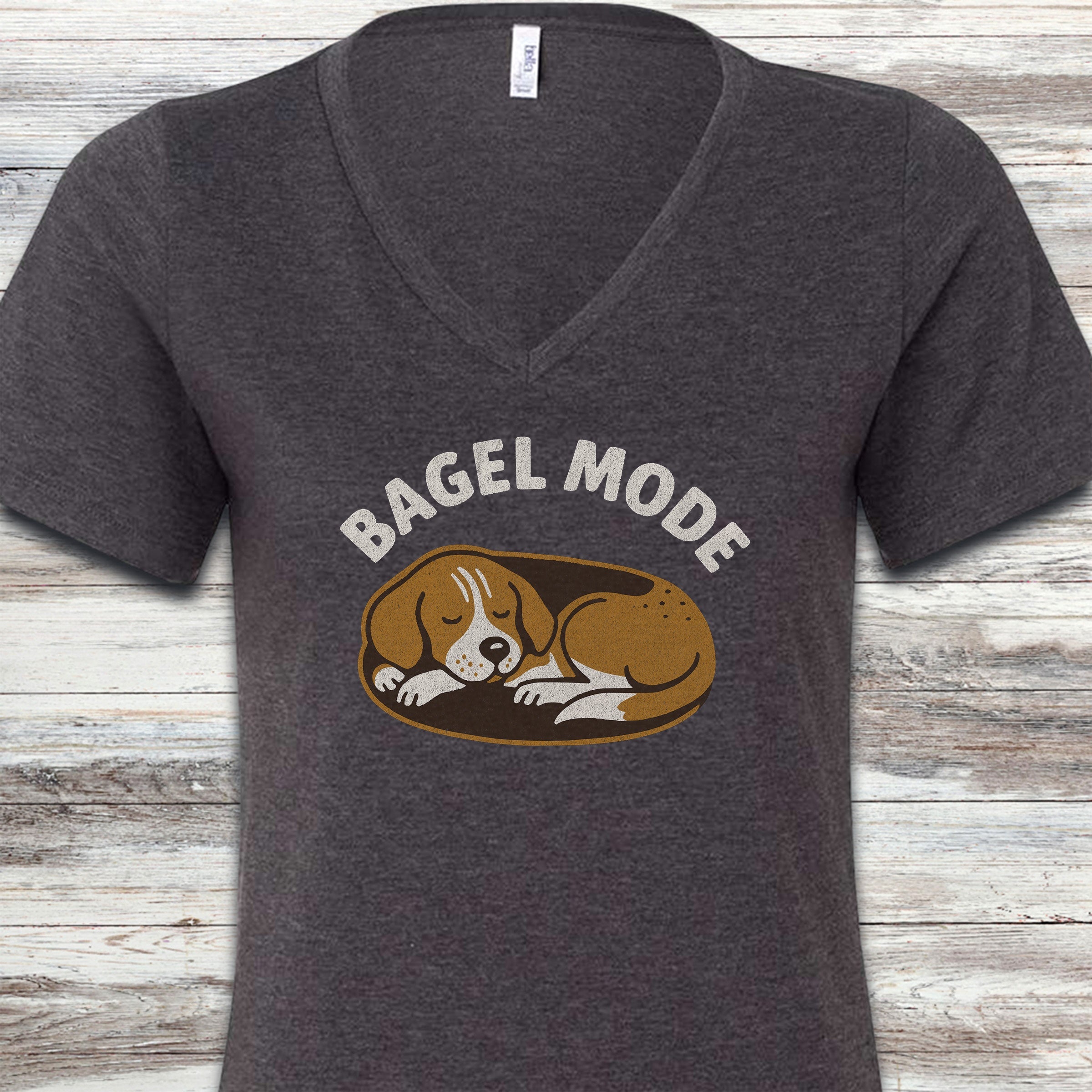 Sleeping Beagle V-Neck Tee - Dark Grey Heather