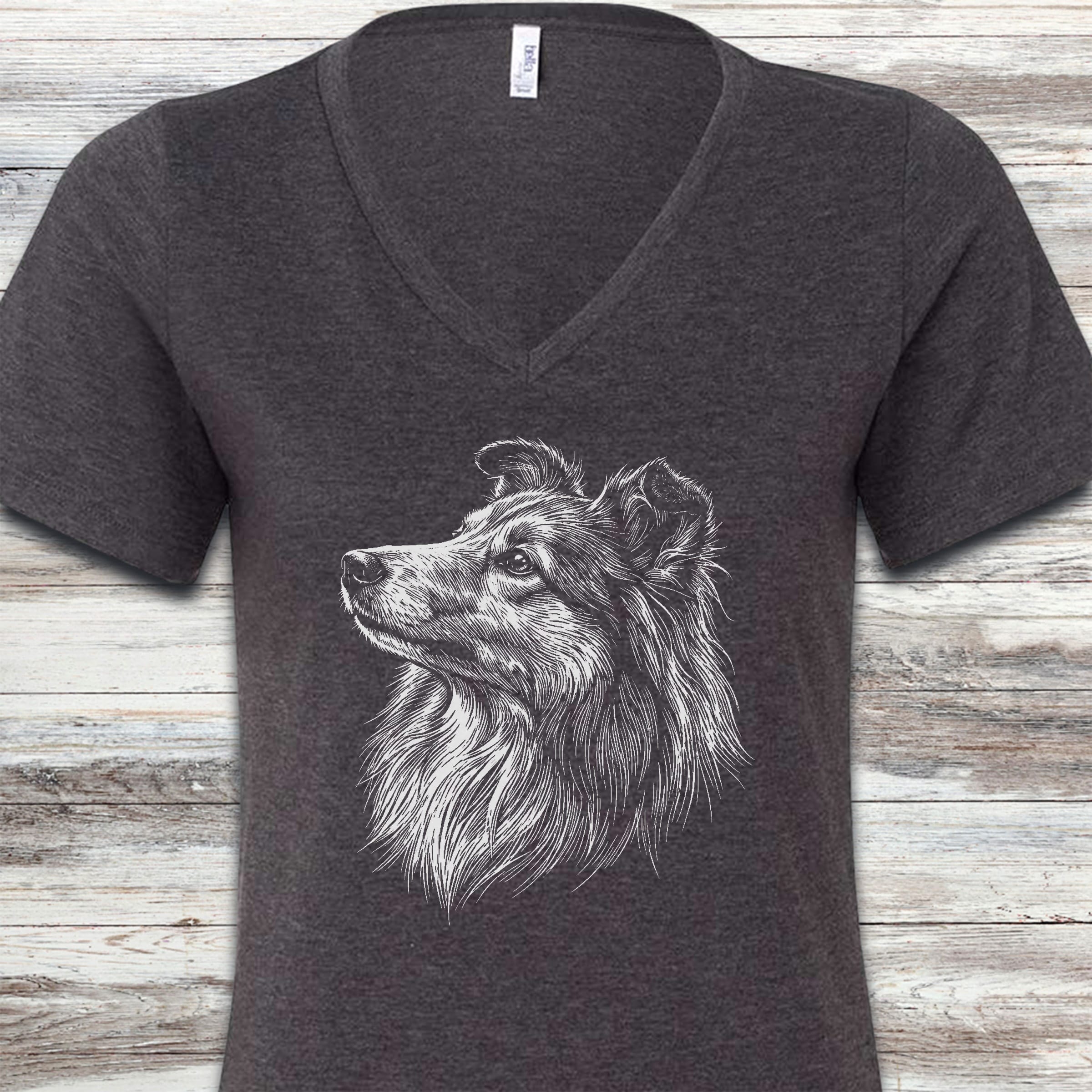 Shetland Sheepdog Loyalty V-Neck Tee - Dark Grey Heather