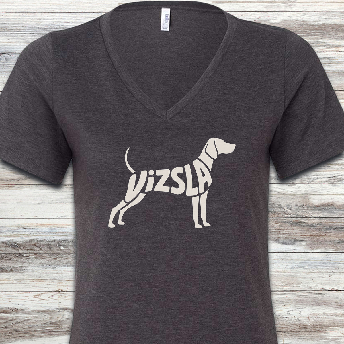 Vizsla V-Neck Tee - Dark Grey Heather