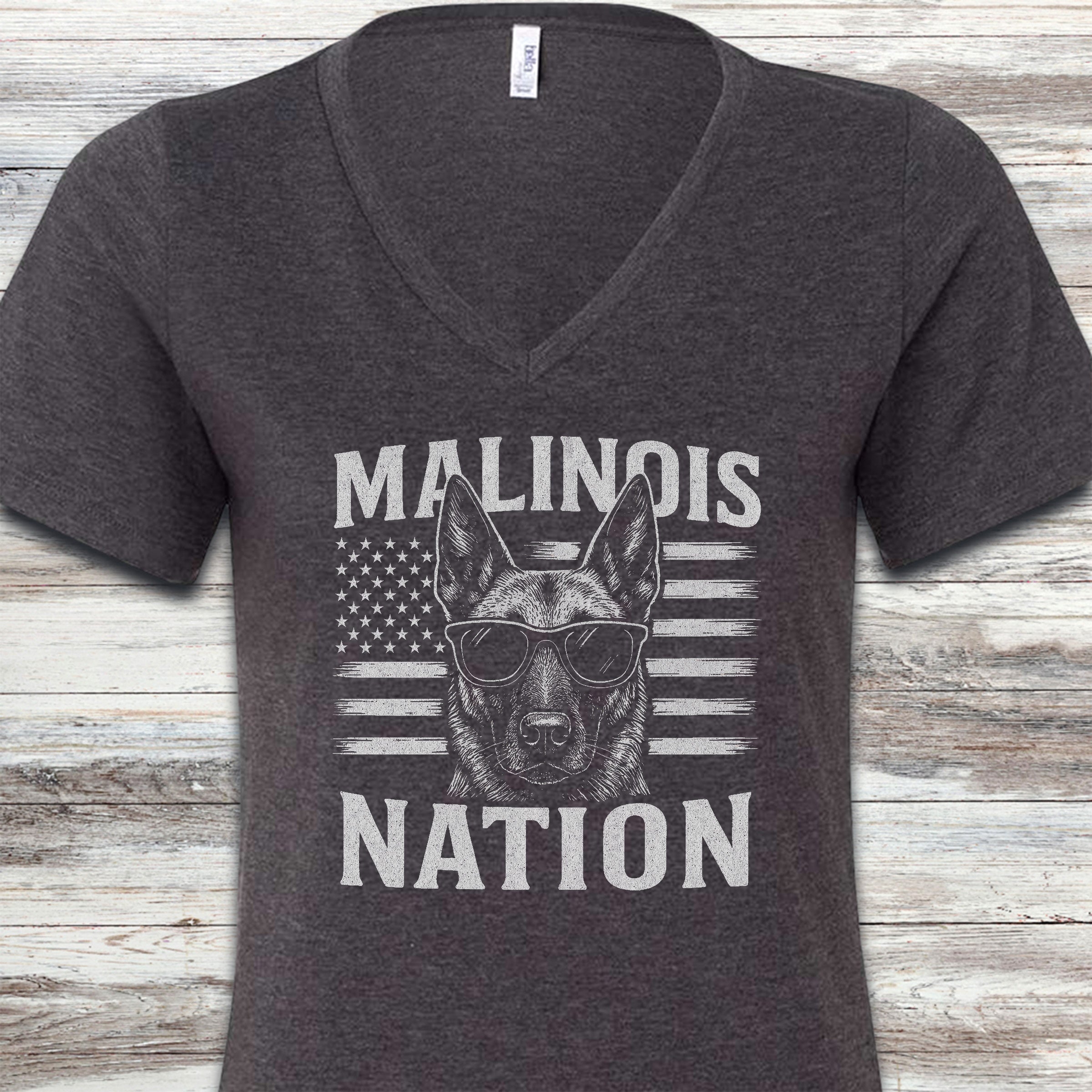 Belgian Malinois Nation V-Neck Tee - Dark Grey Heather