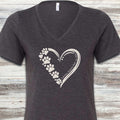 Australian Shepherd Loyal Heart V-Neck Tee - Dark Grey Heather