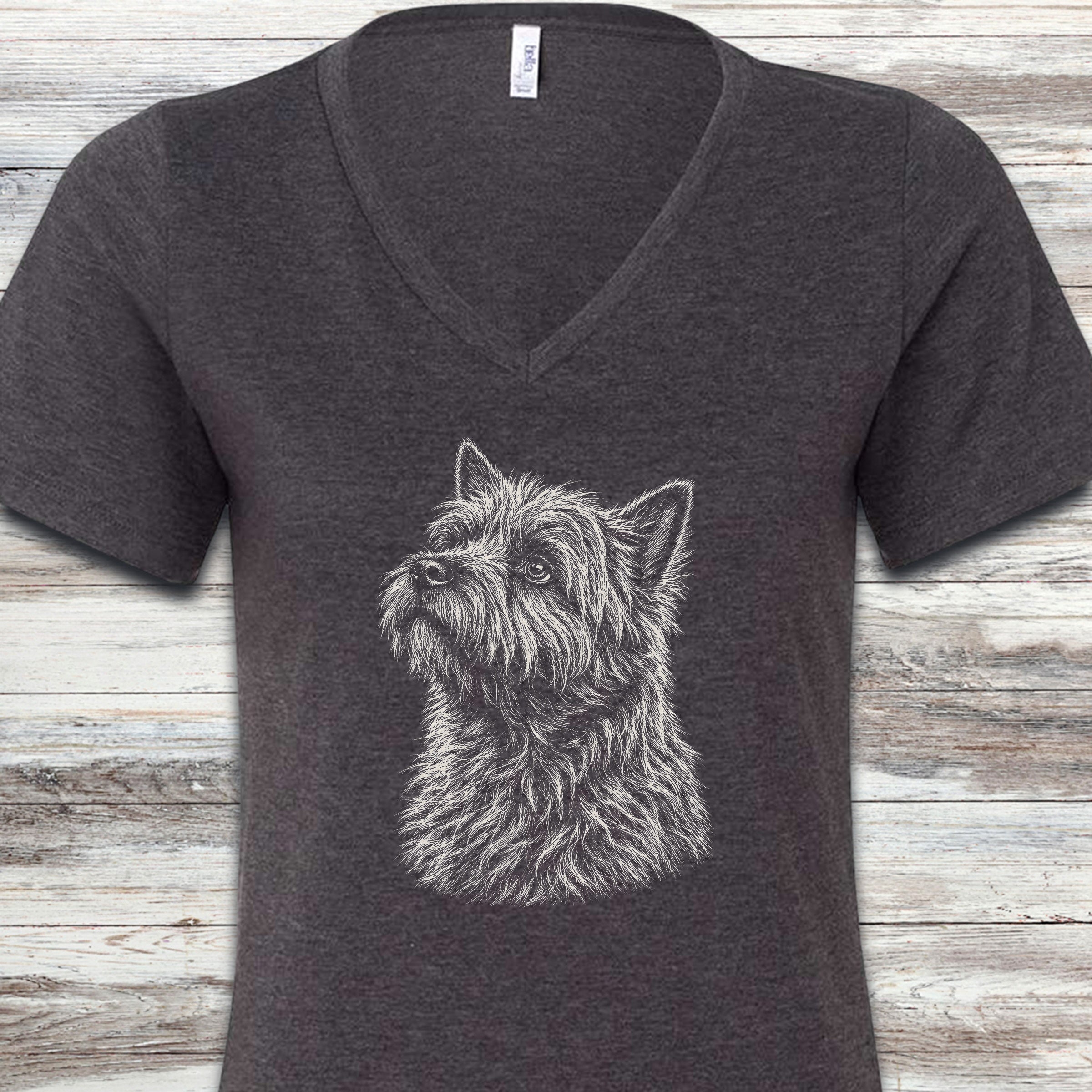 Cairn Terrier Loyalty V-Neck Tee - Dark Grey Heather