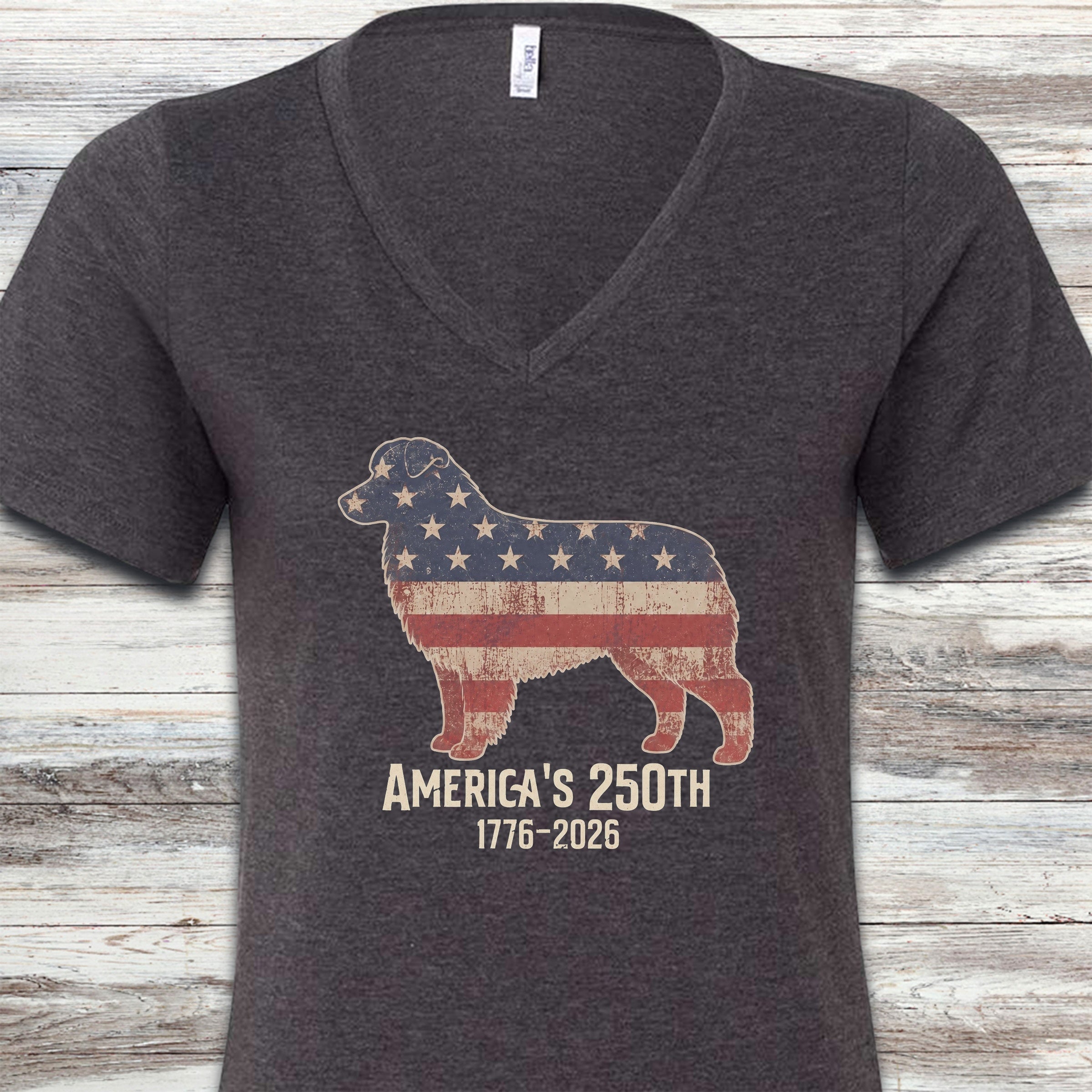 Australian Shepherd 250 V-Neck Tee - Dark Grey Heather